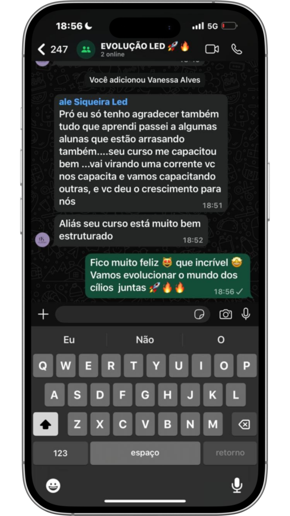 Print de depoimento de aluna