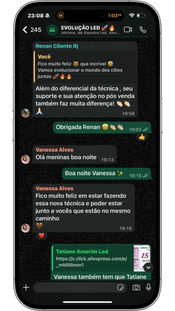 Print de depoimento de aluna